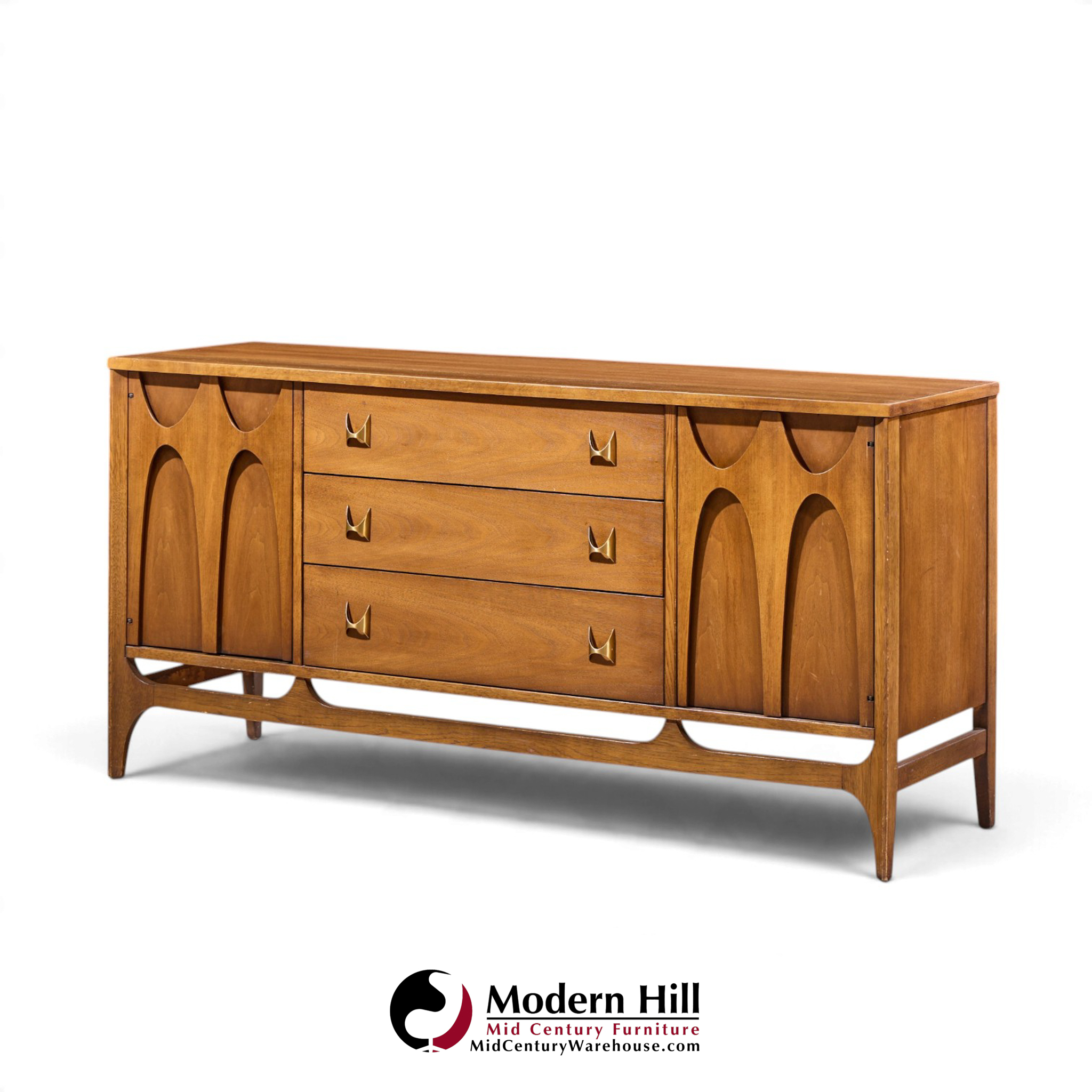 broyhill brasilia walnut and brass mid century credenza
