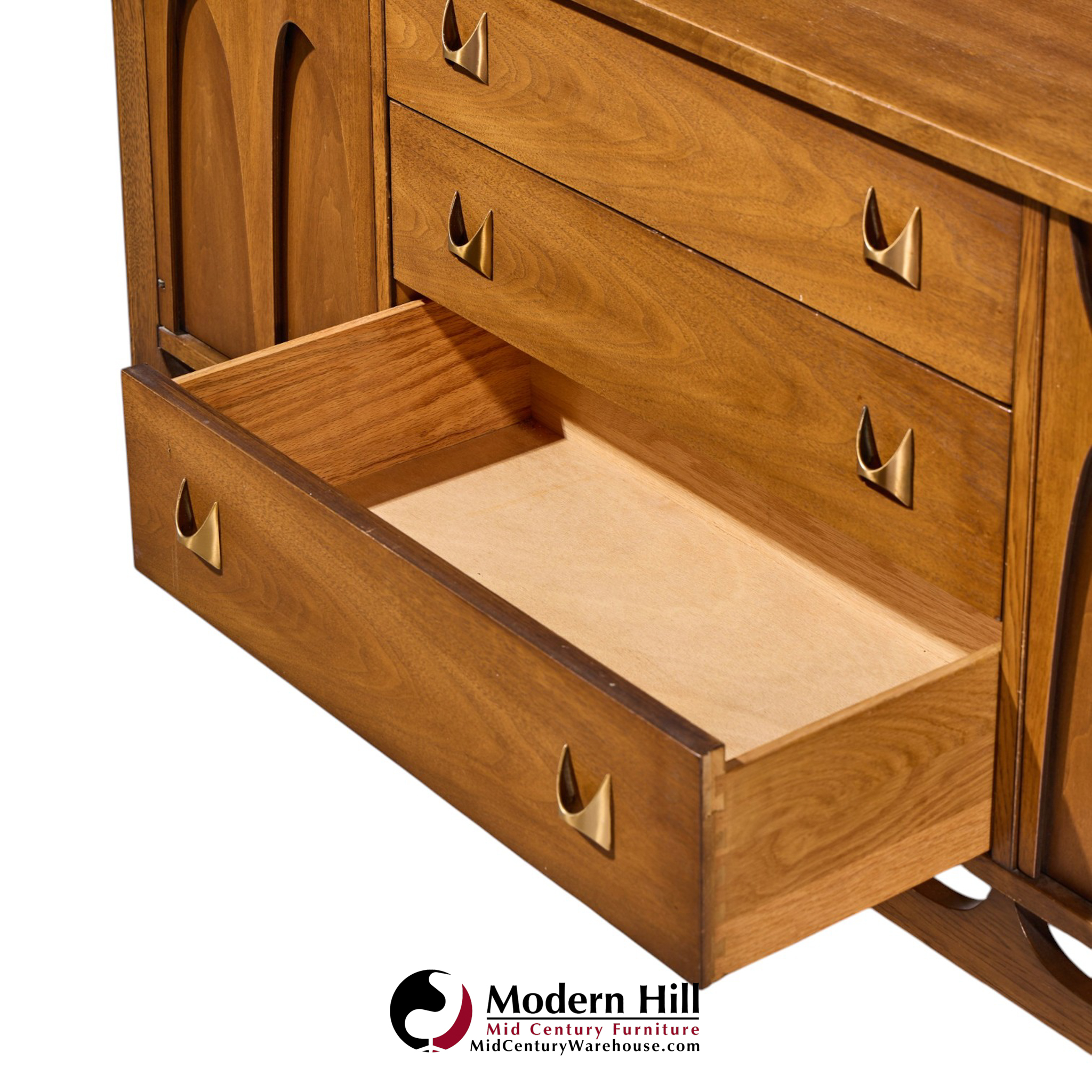 broyhill brasilia walnut and brass mid century credenza