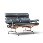 charles & ray eames for herman miller model es108 mid century walnut and leather two-seat sofa
