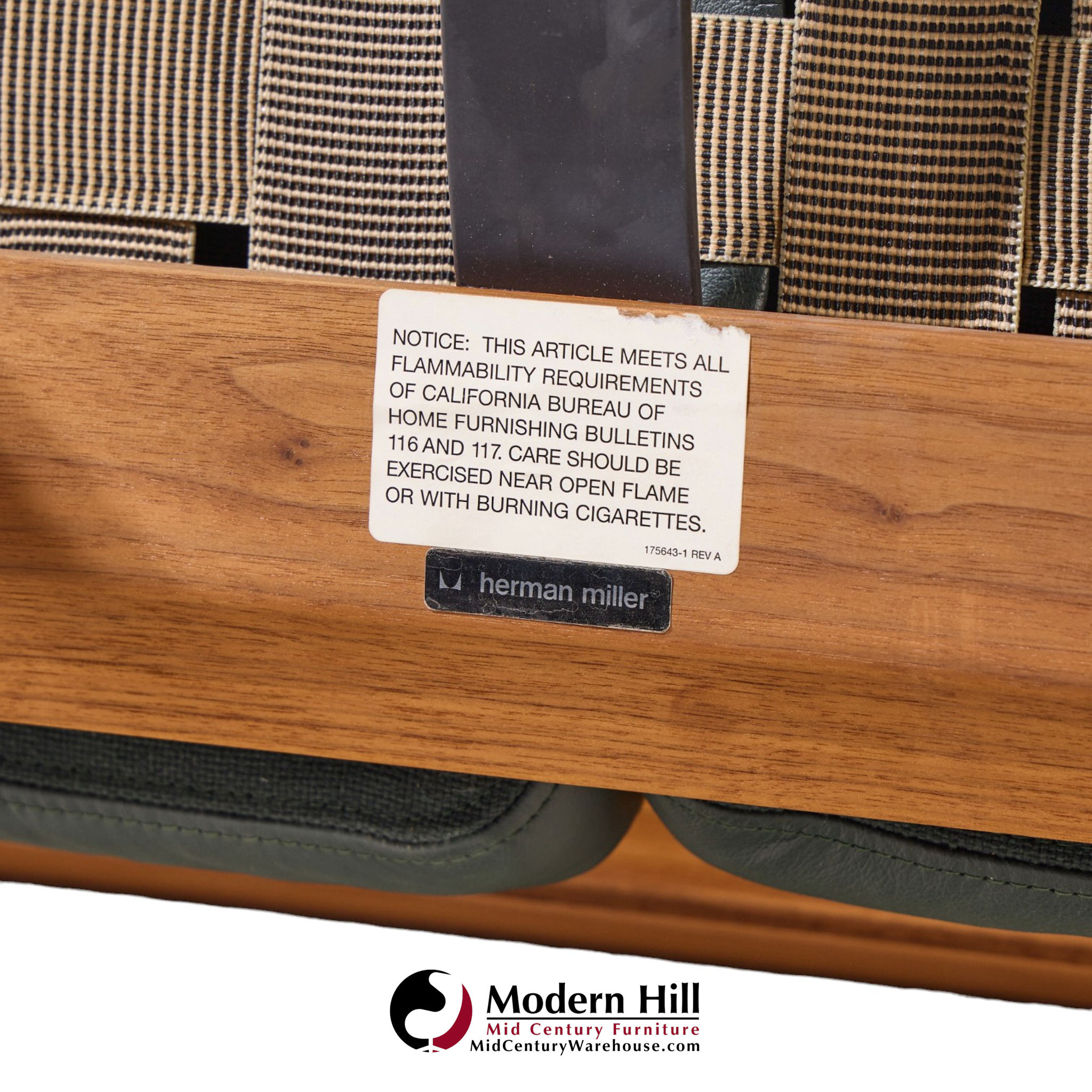 charles & ray eames for herman miller model es108 mid century walnut and leather two-seat sofa