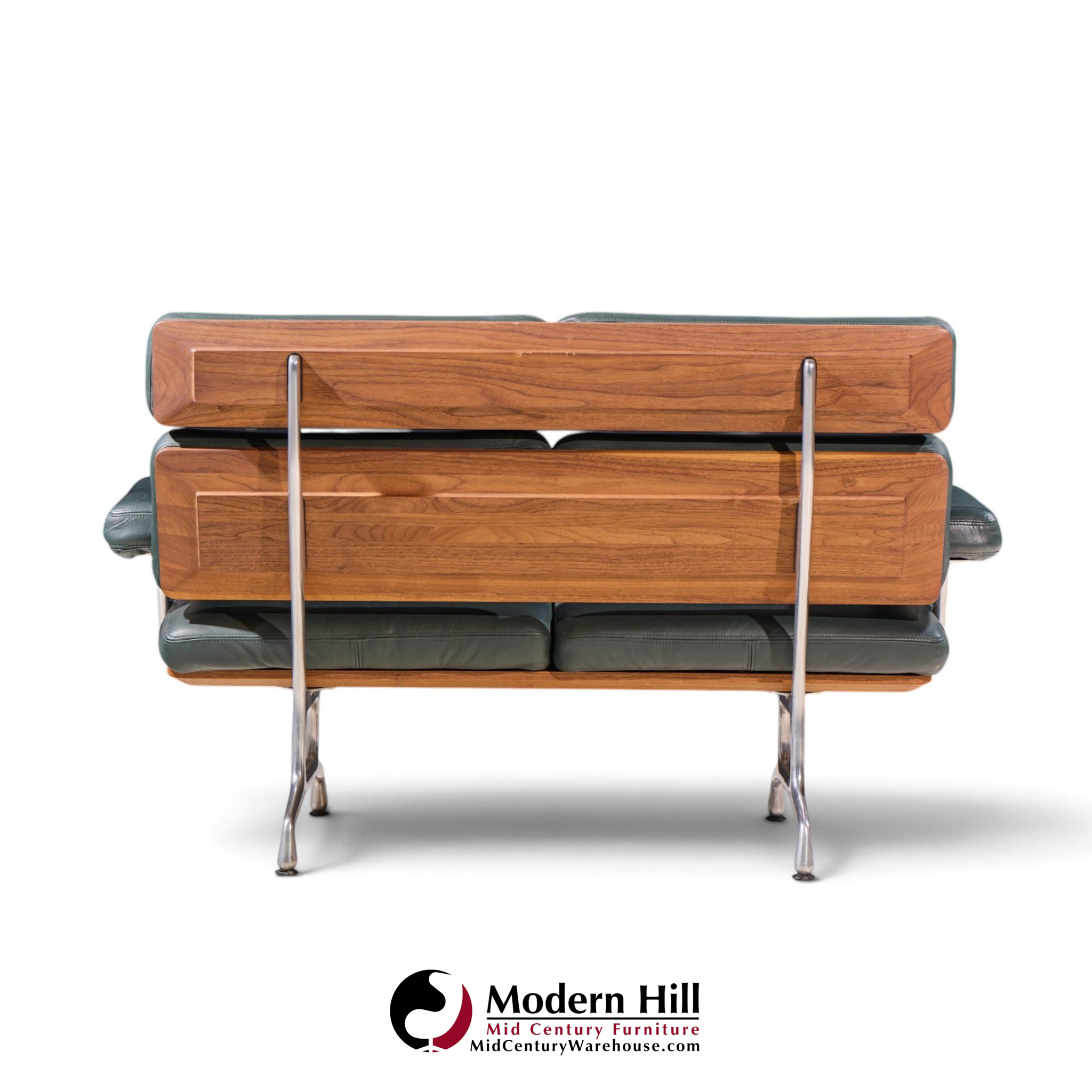 charles & ray eames for herman miller model es108 mid century walnut and leather two-seat sofa