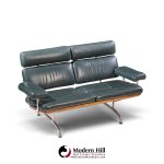 charles & ray eames for herman miller model es108 mid century walnut and leather two-seat sofa