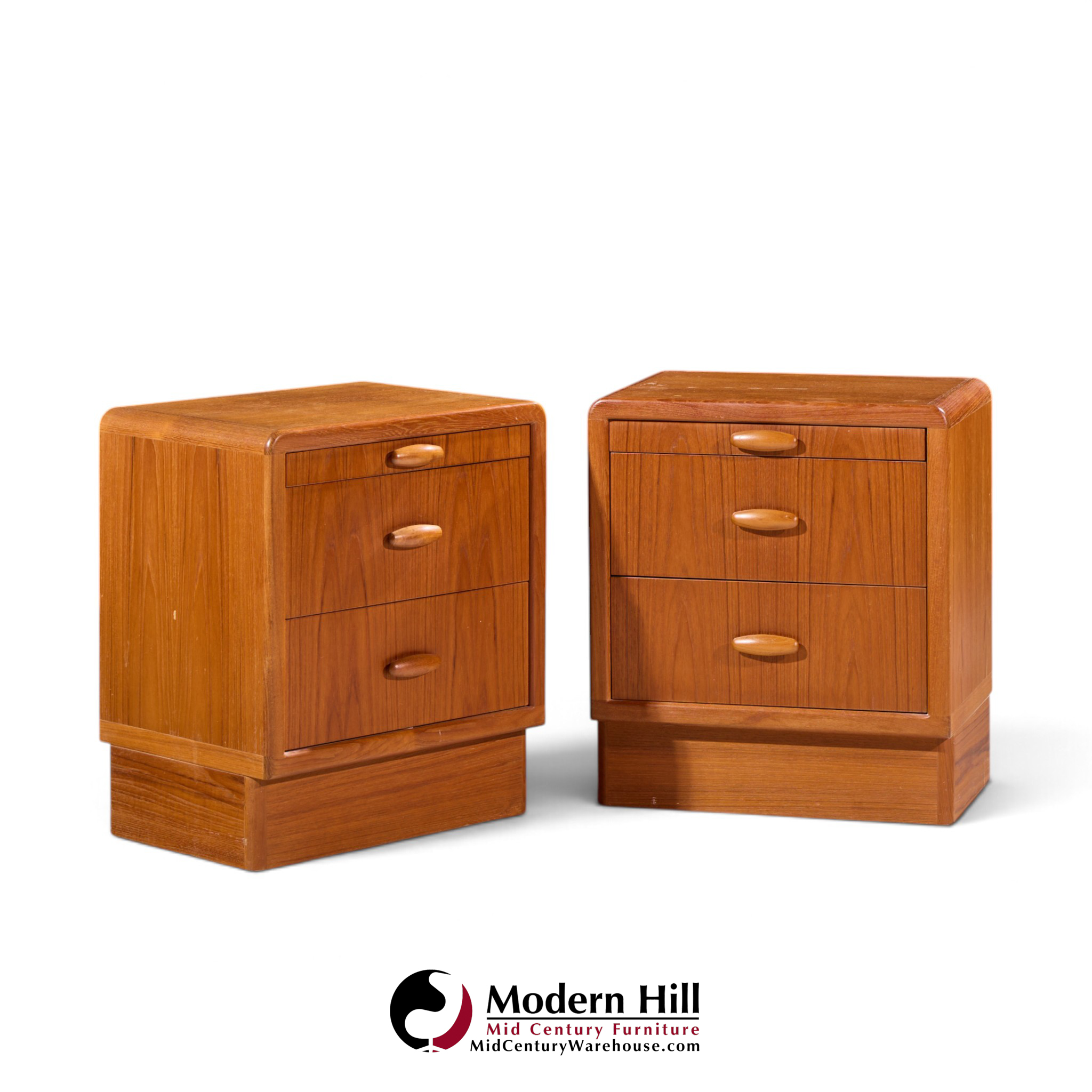 dyrlund mid century danish teak nightstands - pair
