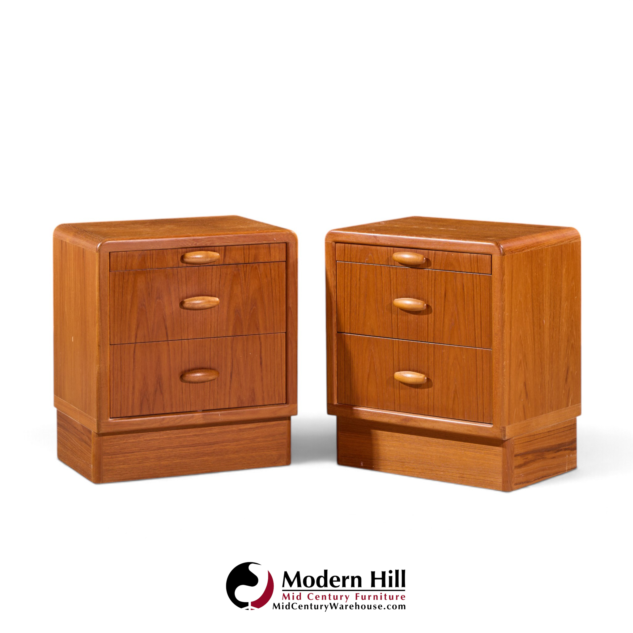 dyrlund mid century danish teak nightstands - pair