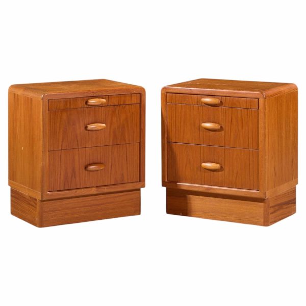 dyrlund mid century danish teak nightstands - pair