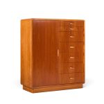 dyrlund mid century danish teak tambour door armoire highboy dresser