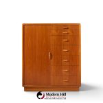 dyrlund mid century danish teak tambour door armoire highboy dresser