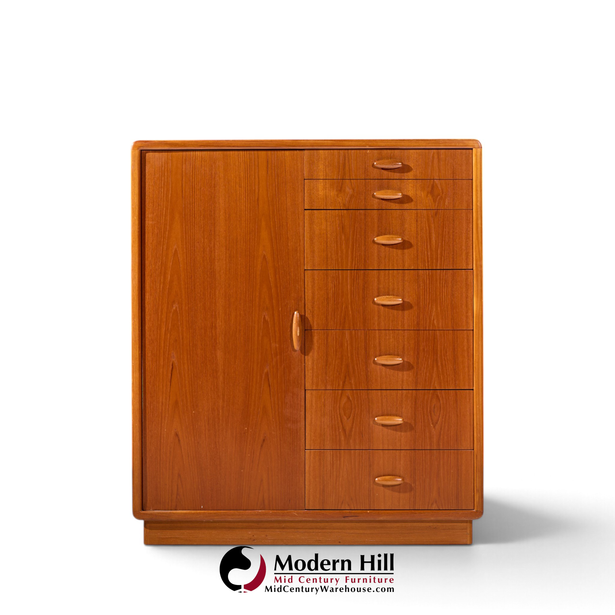 dyrlund mid century danish teak tambour door armoire highboy dresser