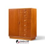 dyrlund mid century danish teak tambour door armoire highboy dresser