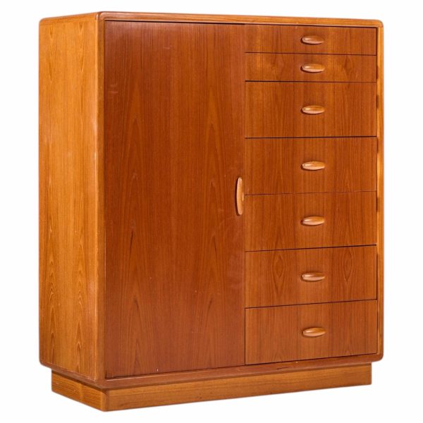 dyrlund mid century danish teak tambour door armoire highboy dresser