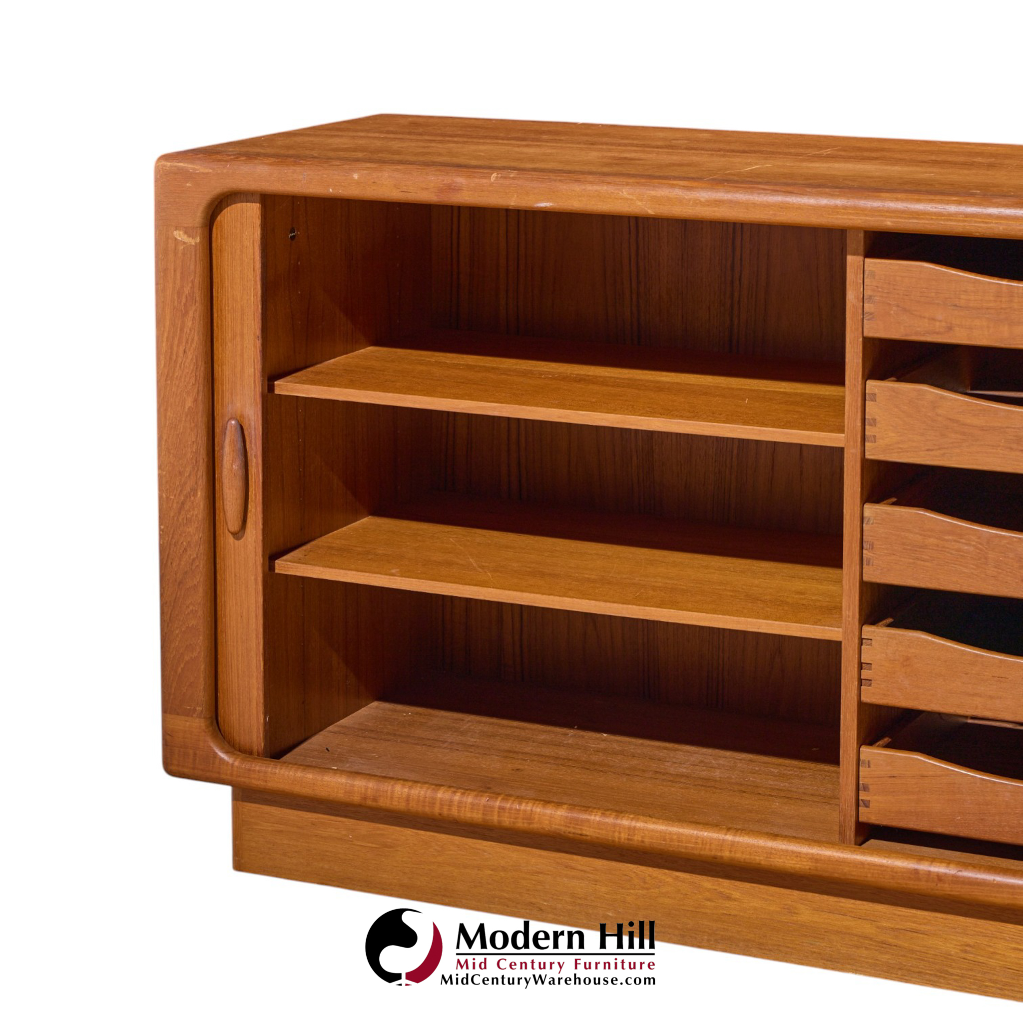 dyrlund mid century danish teak tambour door credenza