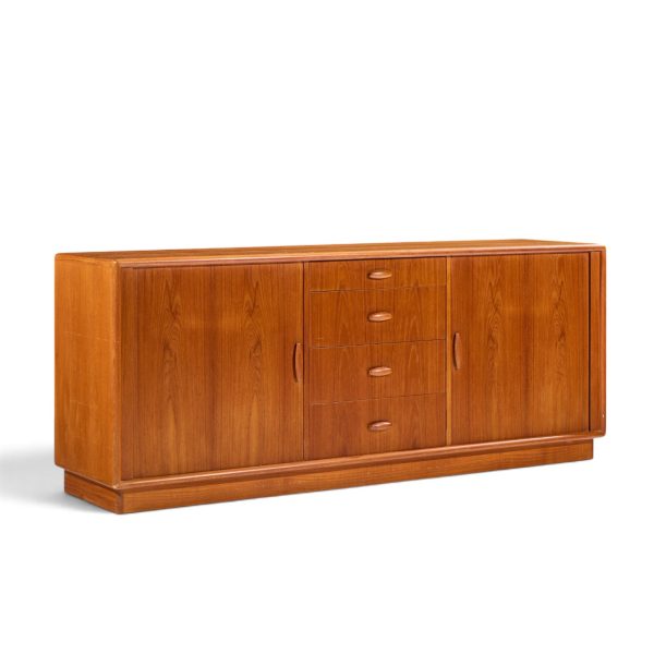 dyrlund mid century danish teak tambour door lowboy dresser