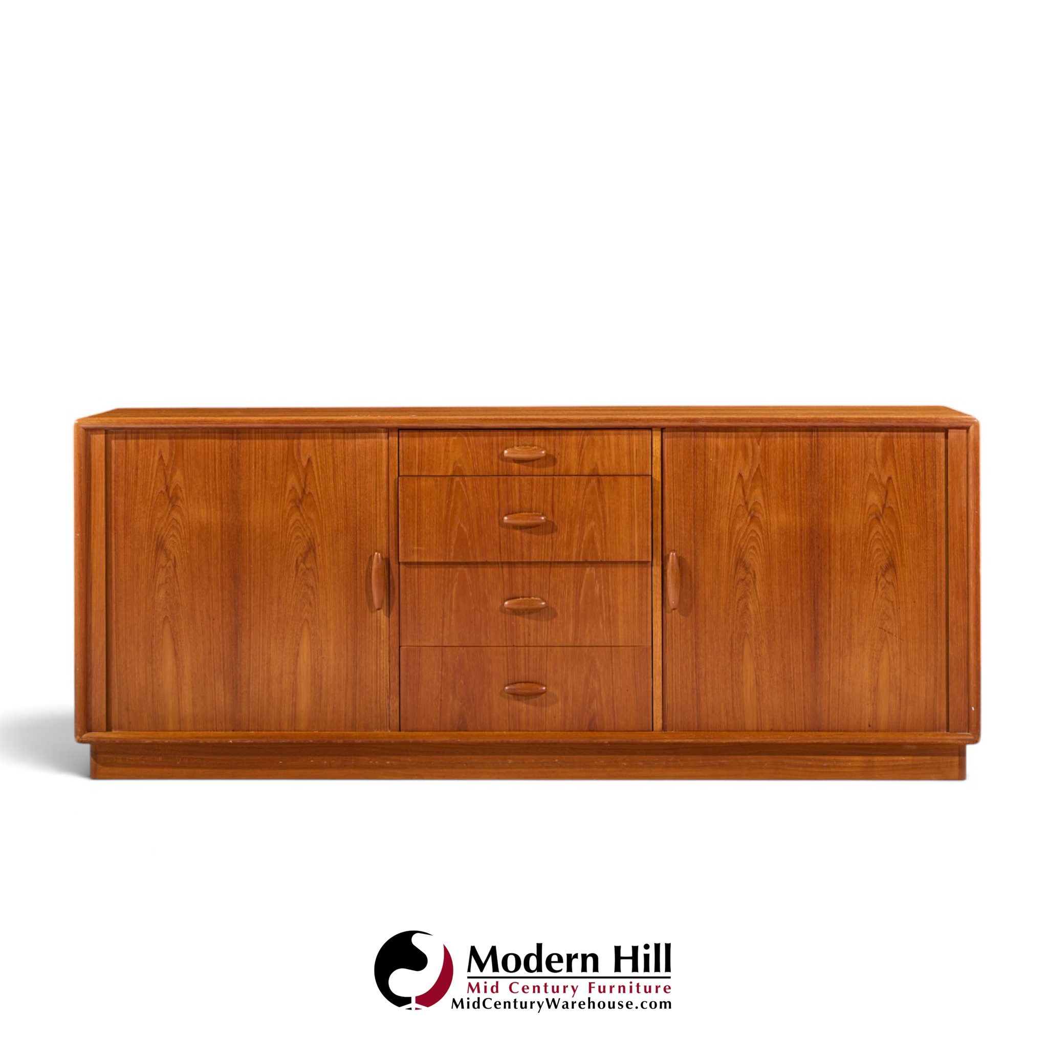 dyrlund mid century danish teak tambour door lowboy dresser