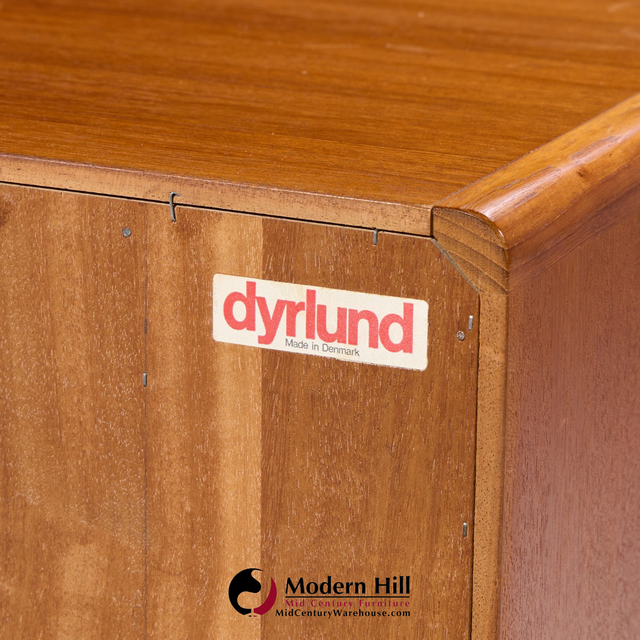 dyrlund mid century danish teak tambour door lowboy dresser