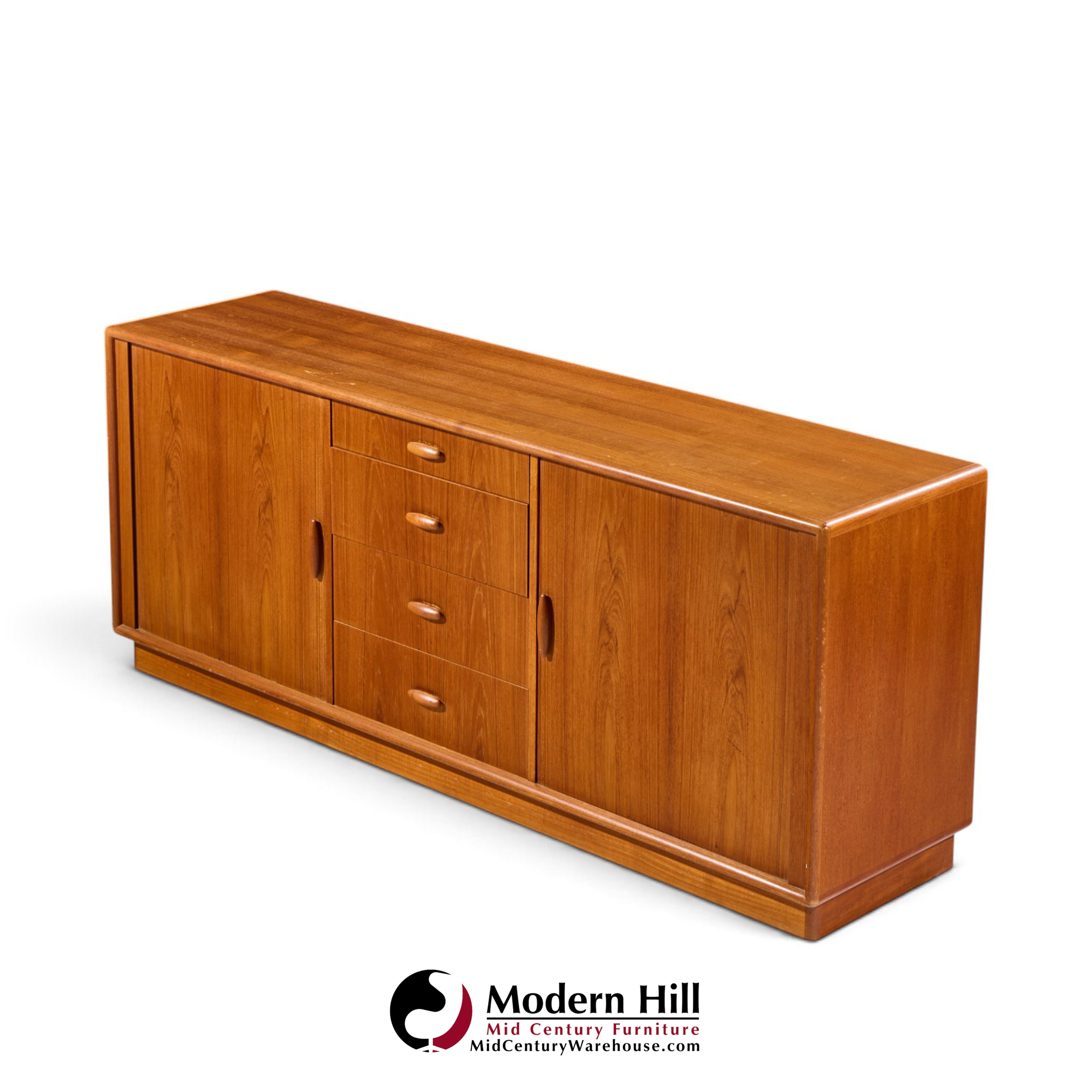 dyrlund mid century danish teak tambour door lowboy dresser