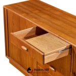 dyrlund mid century danish teak tambour door lowboy dresser