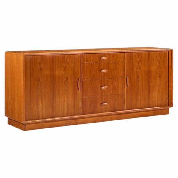 dyrlund mid century danish teak tambour door lowboy dresser
