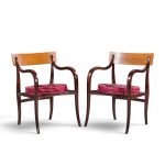 edward wormley for dunbar alexandria mid century walnut armchairs - pair