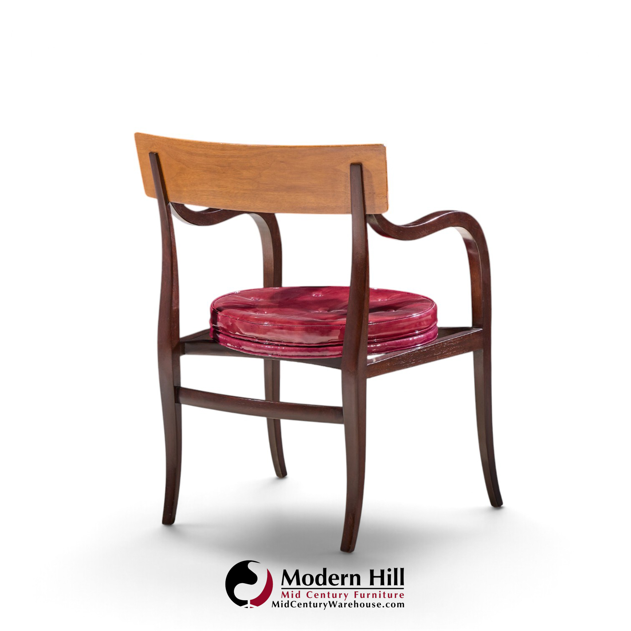 edward wormley for dunbar alexandria mid century walnut armchairs - pair