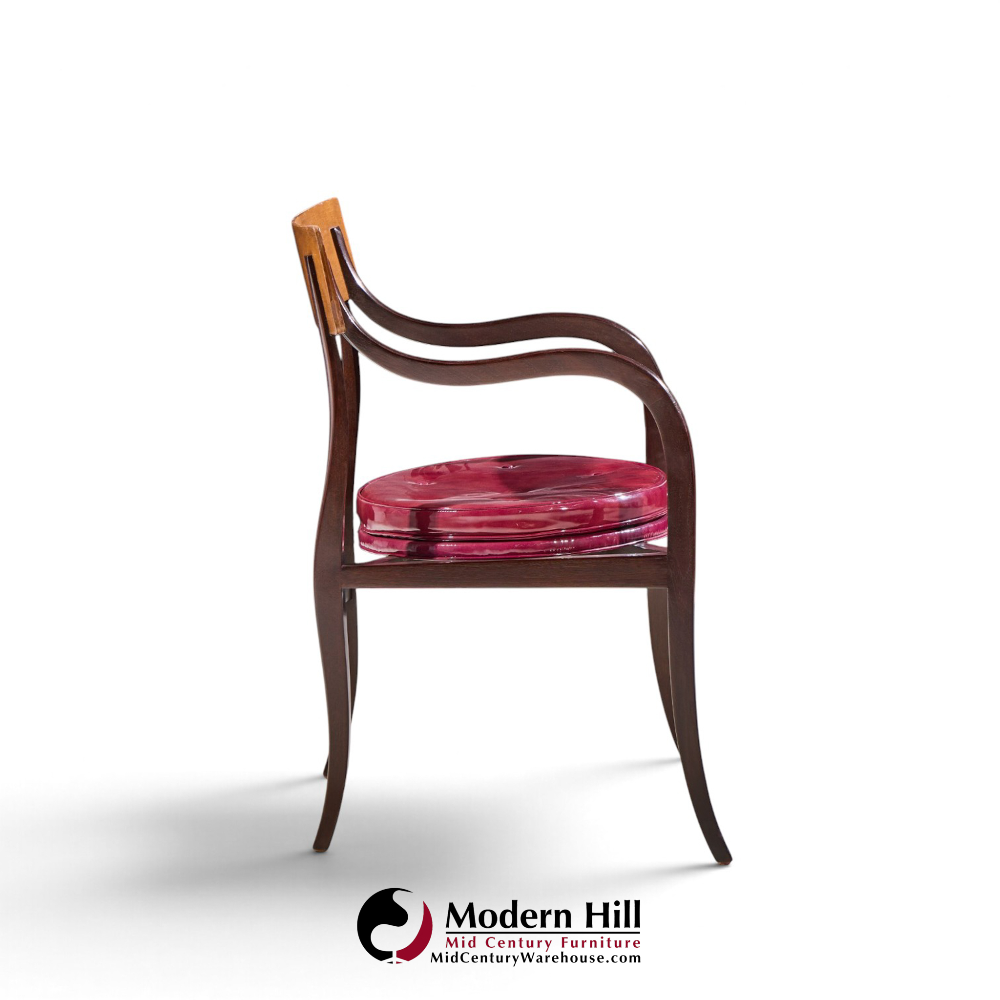 edward wormley for dunbar alexandria mid century walnut armchairs - pair