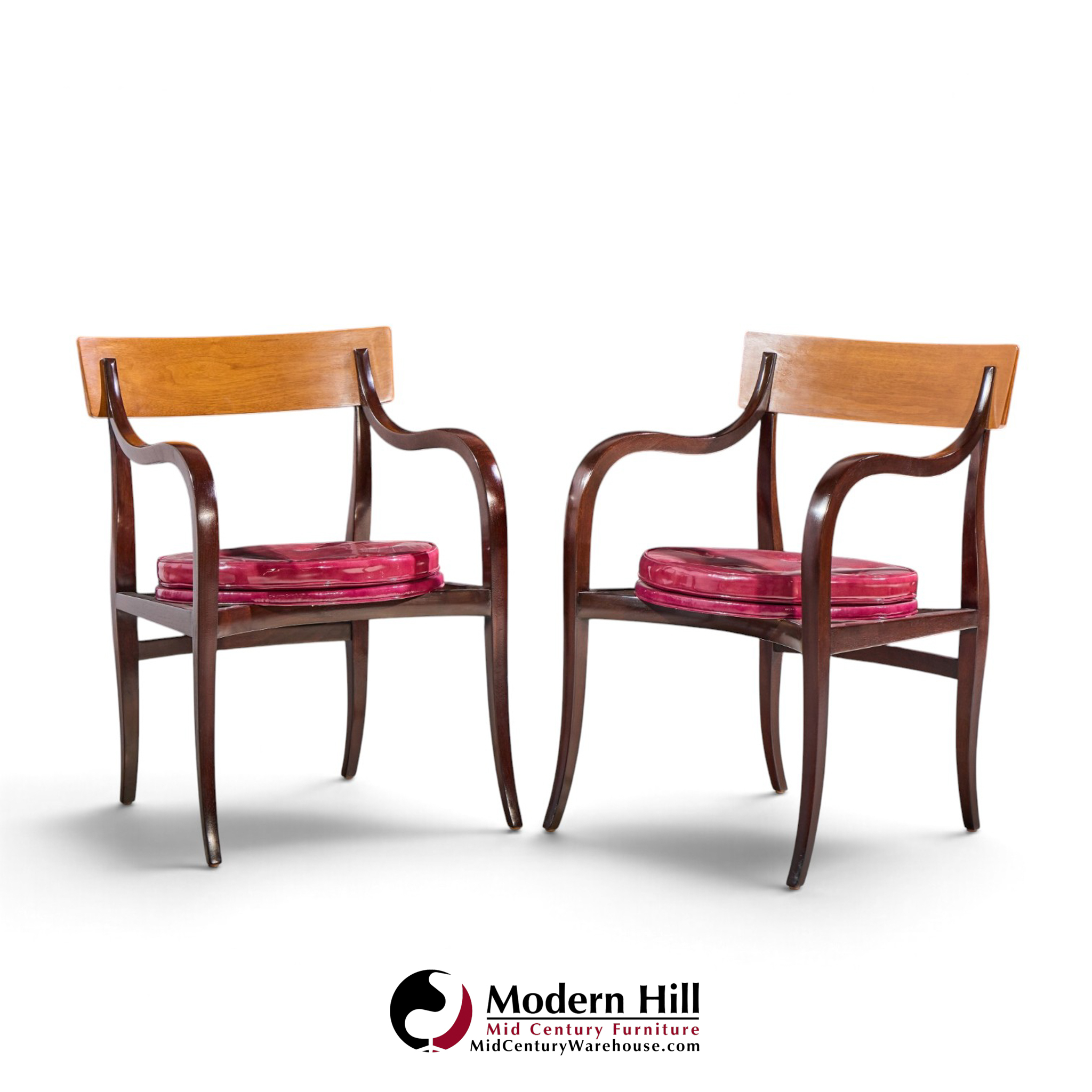 edward wormley for dunbar alexandria mid century walnut armchairs - pair