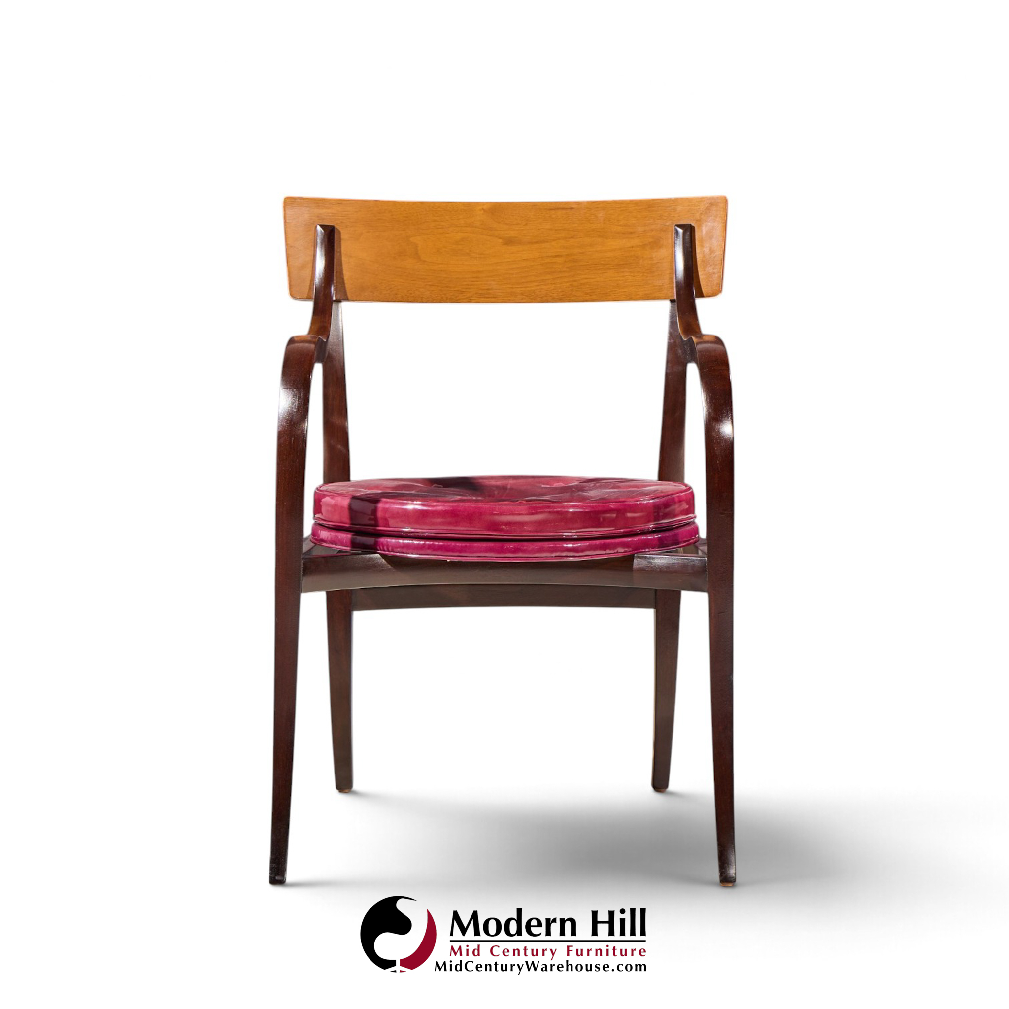 edward wormley for dunbar alexandria mid century walnut armchairs - pair