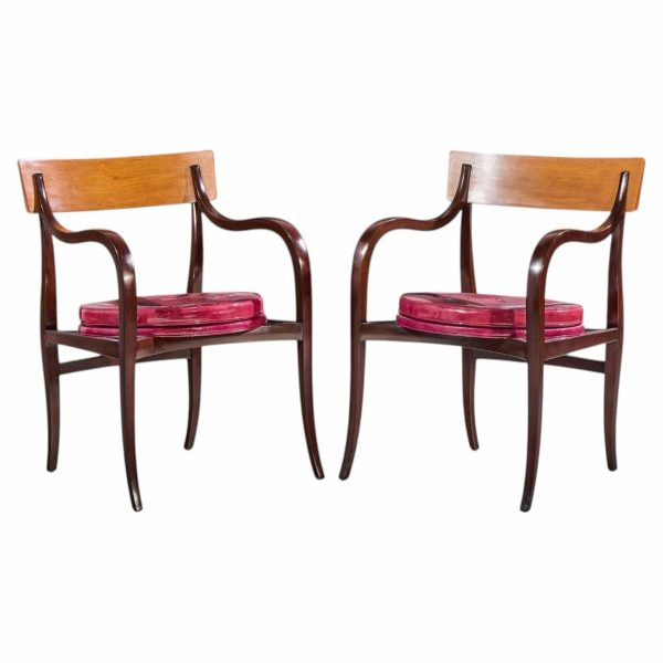 edward wormley for dunbar alexandria mid century walnut armchairs - pair