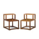 edward wormley for dunbar mid century mahogany step end tables - pair