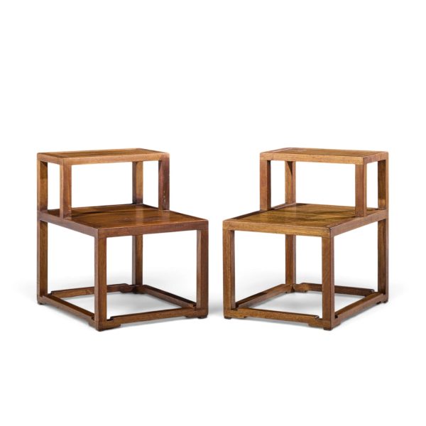 edward wormley for dunbar mid century mahogany step end tables - pair