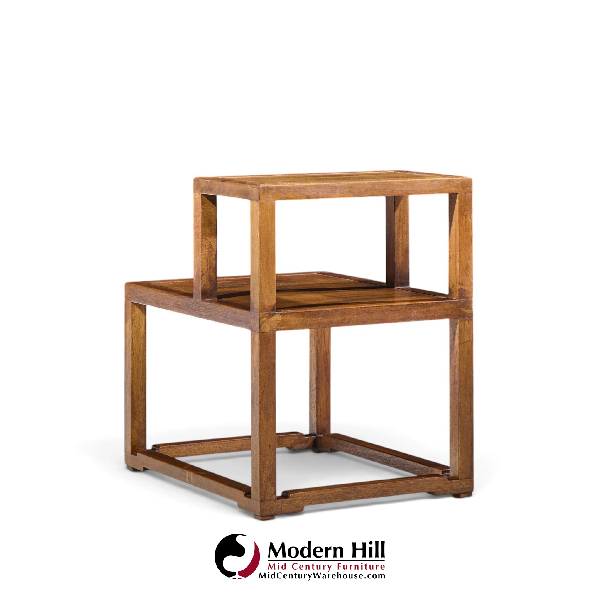 edward wormley for dunbar mid century mahogany step end tables - pair