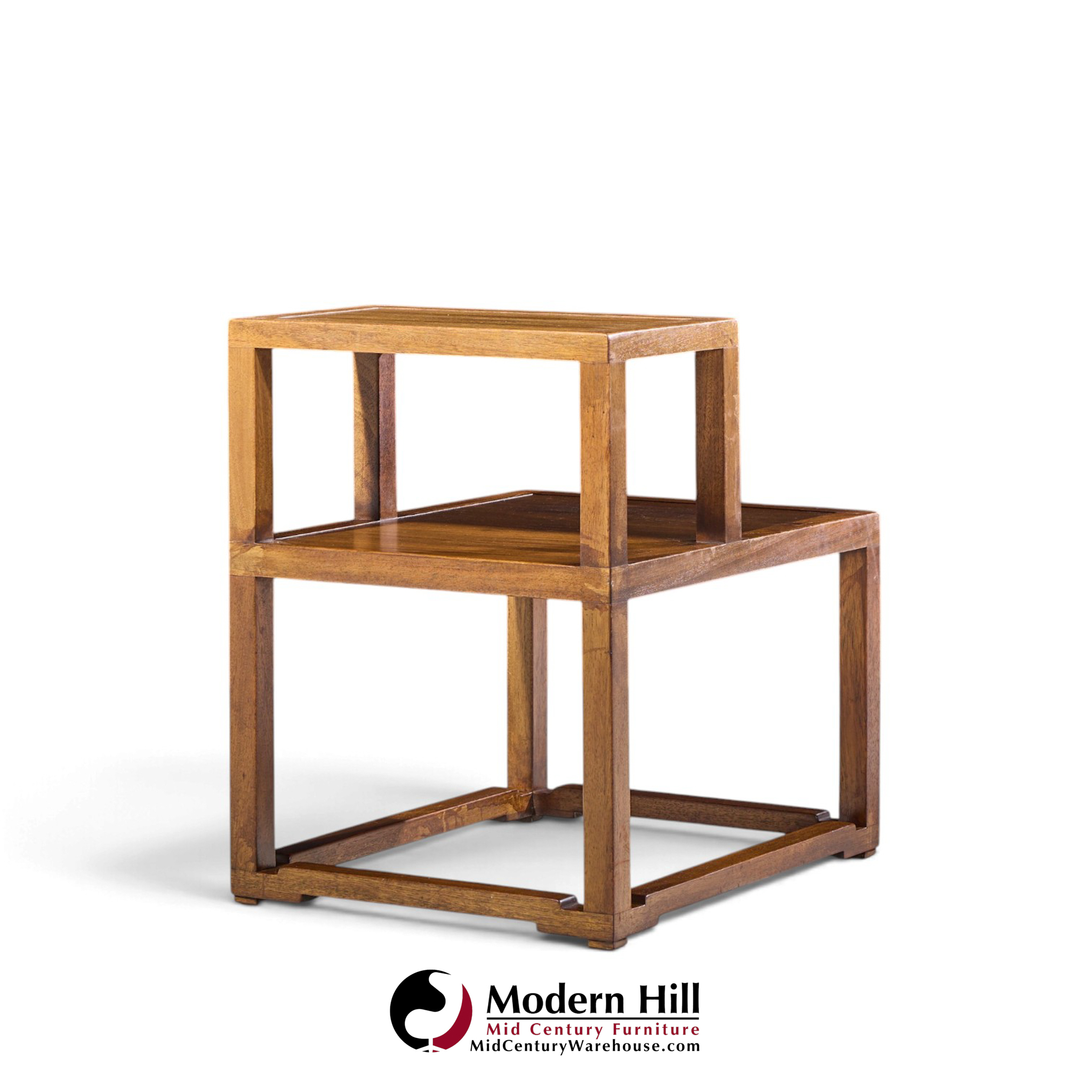 edward wormley for dunbar mid century mahogany step end tables - pair