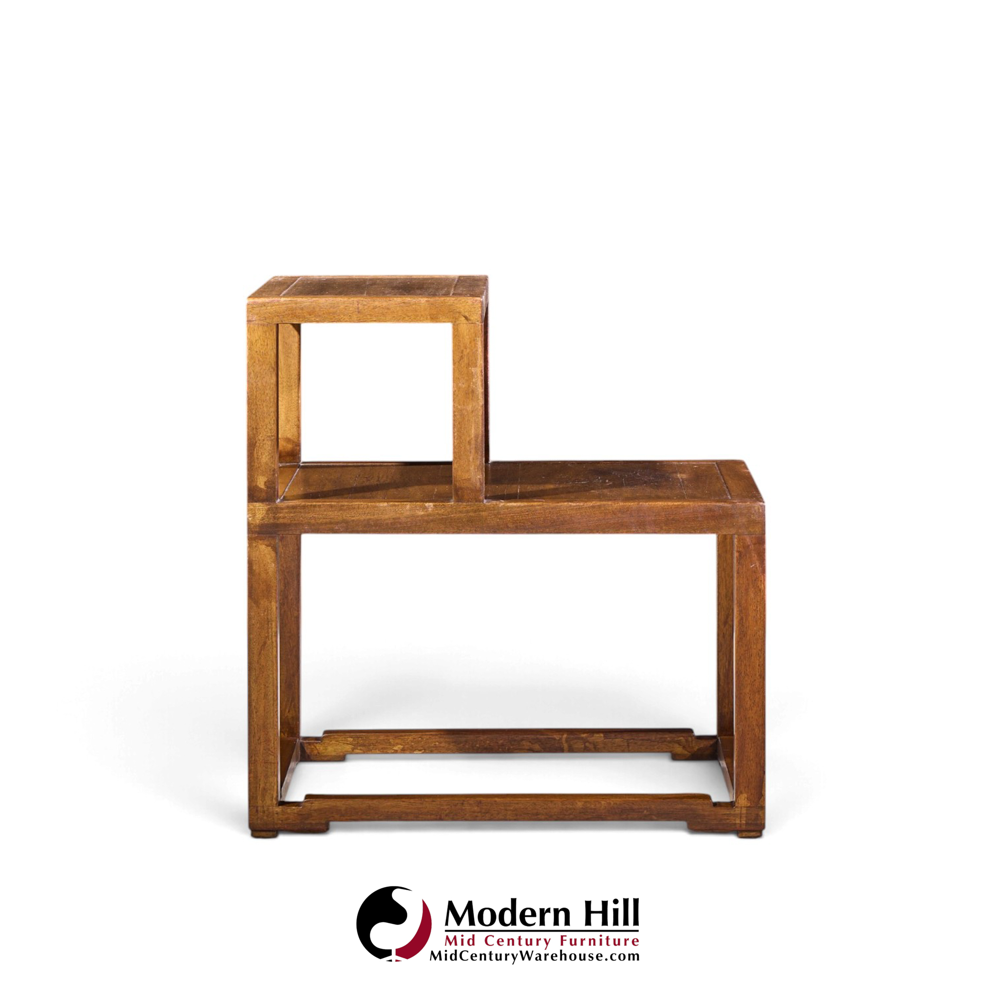 edward wormley for dunbar mid century mahogany step end tables - pair