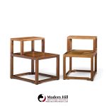 edward wormley for dunbar mid century mahogany step end tables - pair