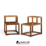 edward wormley for dunbar mid century mahogany step end tables - pair