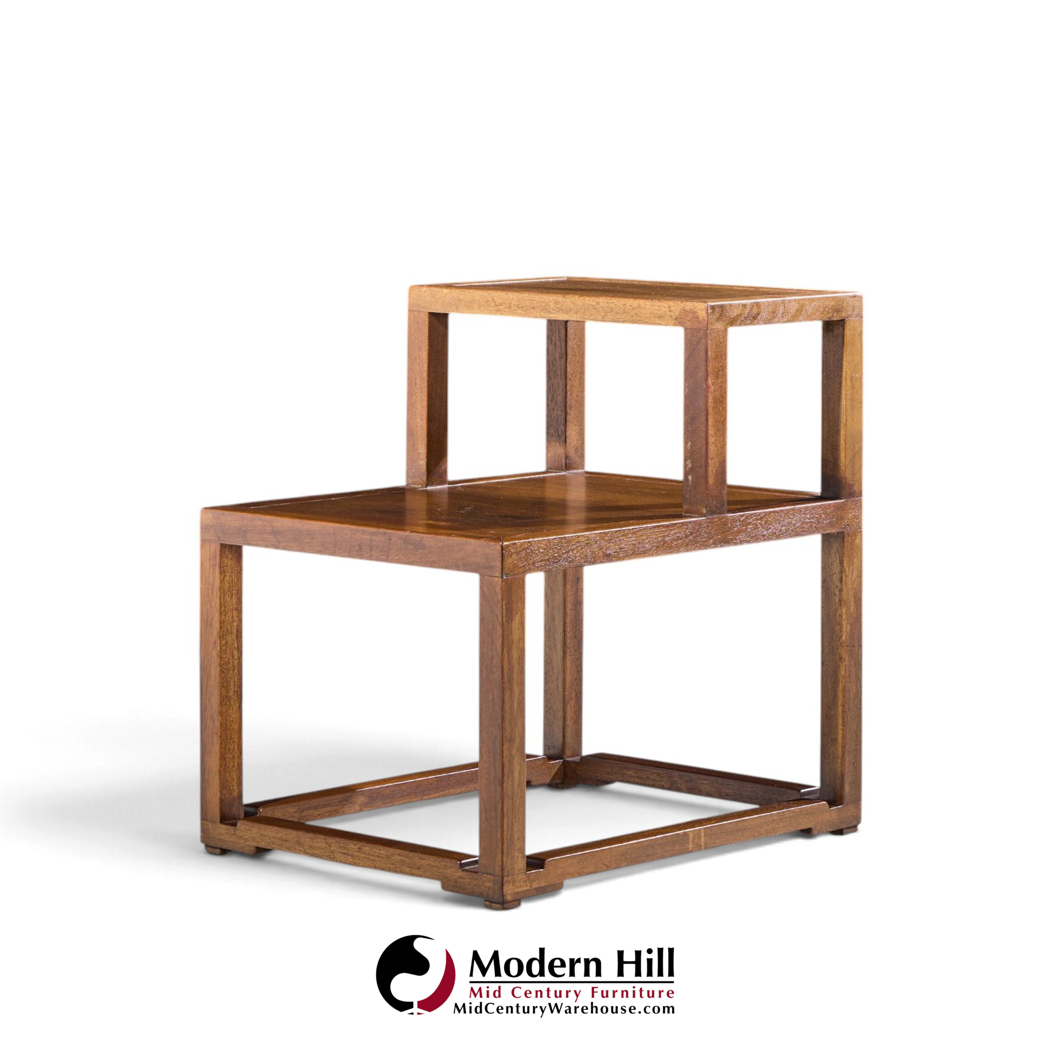 edward wormley for dunbar mid century mahogany step end tables - pair