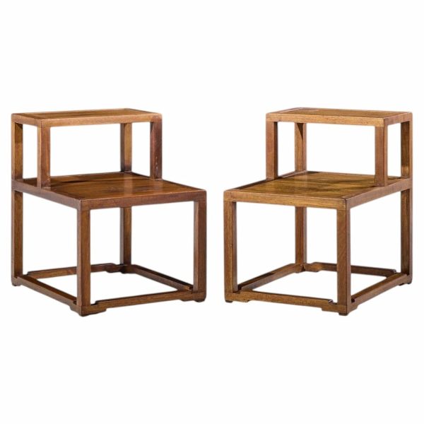 edward wormley for dunbar mid century mahogany step end tables - pair