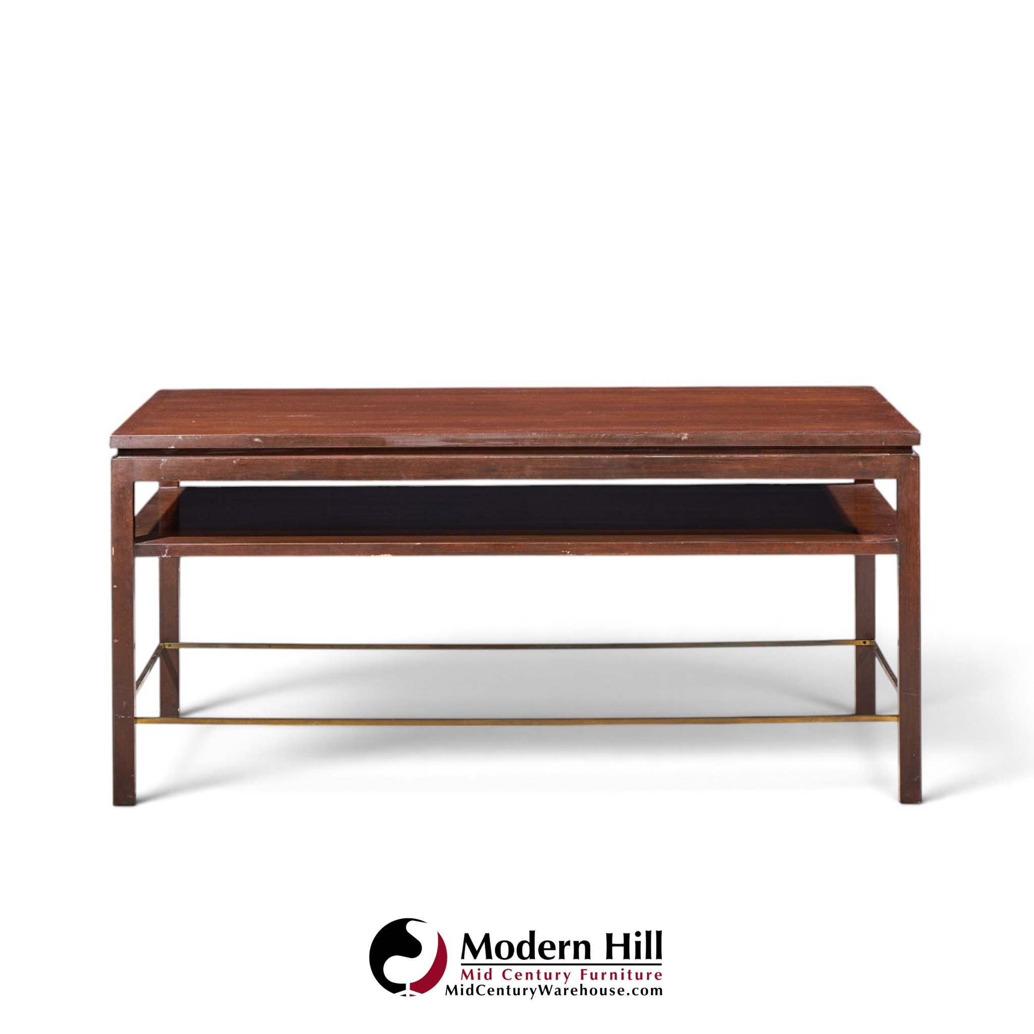 edward wormley for dunbar mid century mahogany and brass coffee table