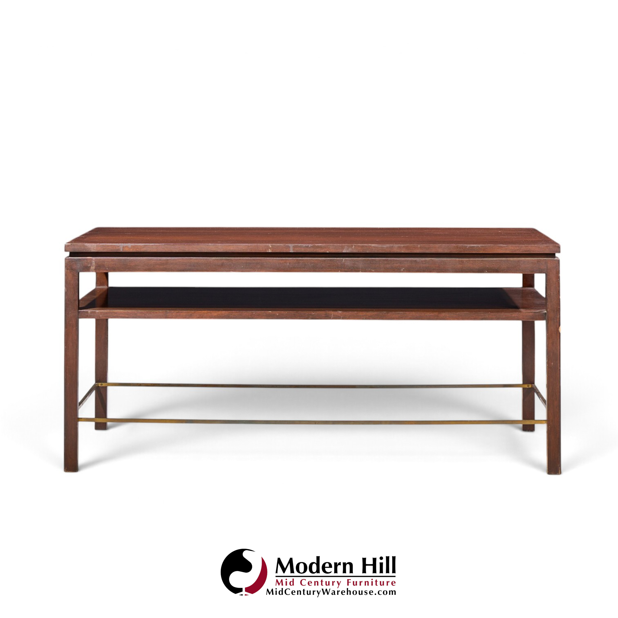 edward wormley for dunbar mid century mahogany and brass coffee table