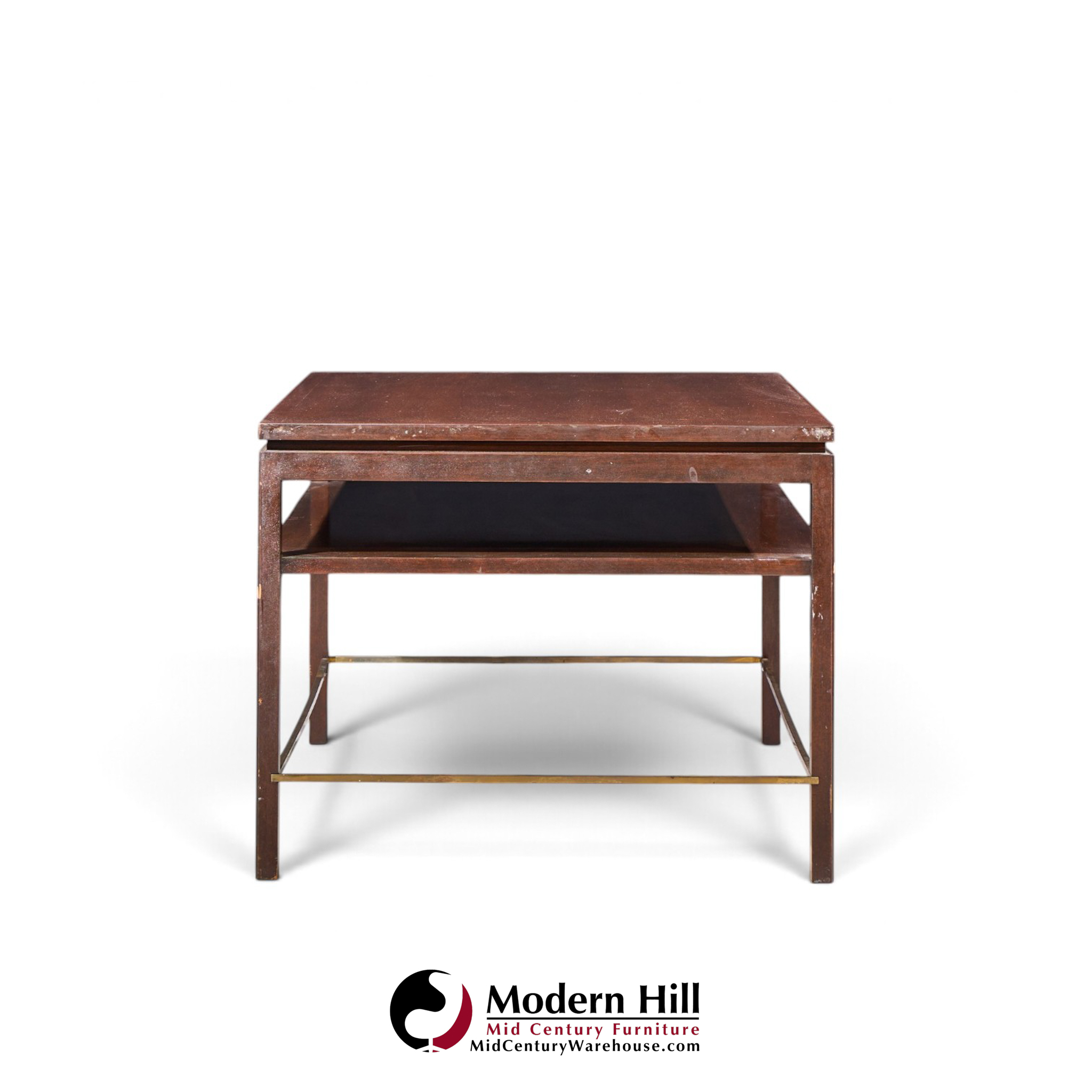 edward wormley for dunbar mid century mahogany and brass coffee table
