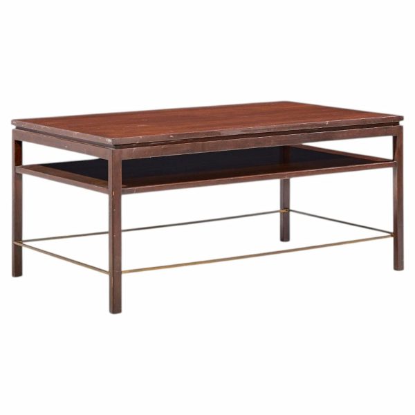 edward wormley for dunbar mid century mahogany and brass coffee table