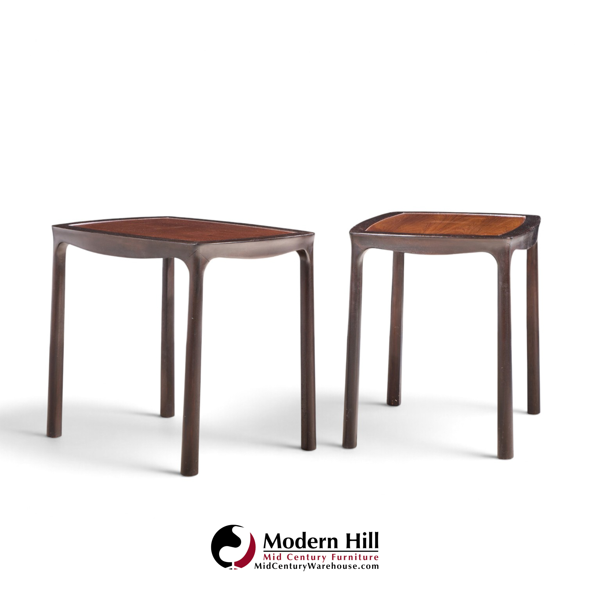 edward wormley for dunbar mid century rosewood side end tables - pair