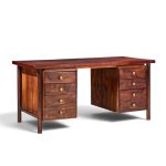 erik worts style mid century danish rosewood and brass executive desk