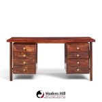 erik worts style mid century danish rosewood and brass executive desk
