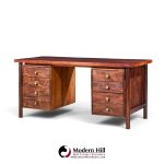 erik worts style mid century danish rosewood and brass executive desk