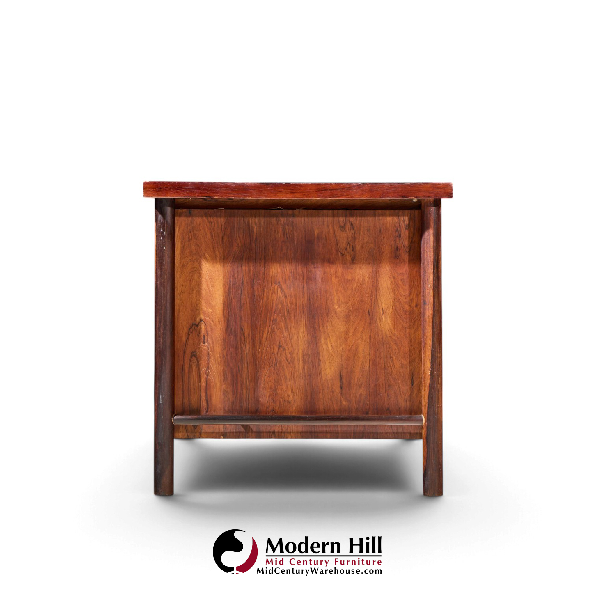 erik worts style mid century danish rosewood and brass executive desk