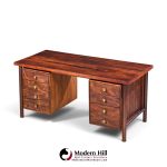 erik worts style mid century danish rosewood and brass executive desk