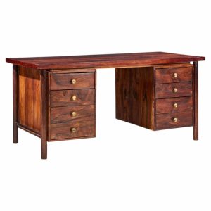 erik worts style mid century danish rosewood and brass executive desk