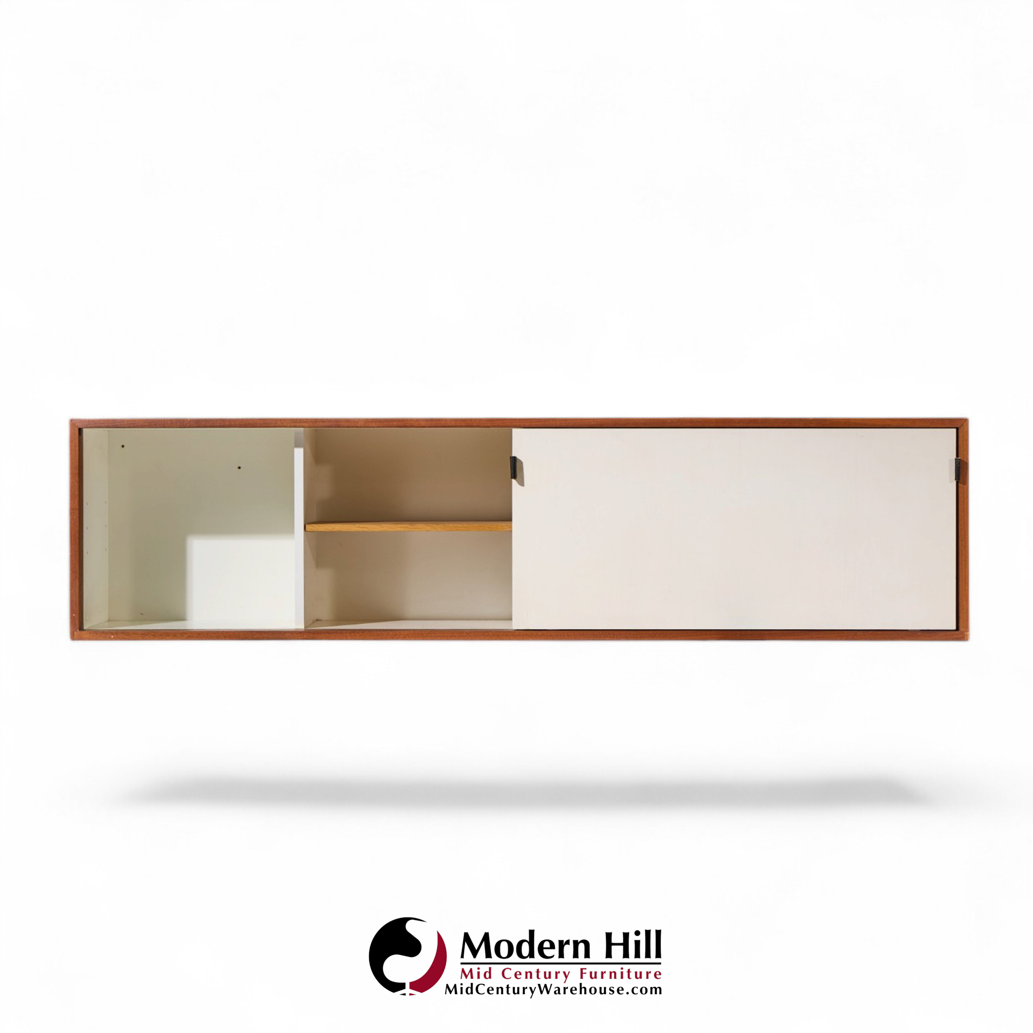 florence knoll 123 w-1 mid century walnut wall mount credenza