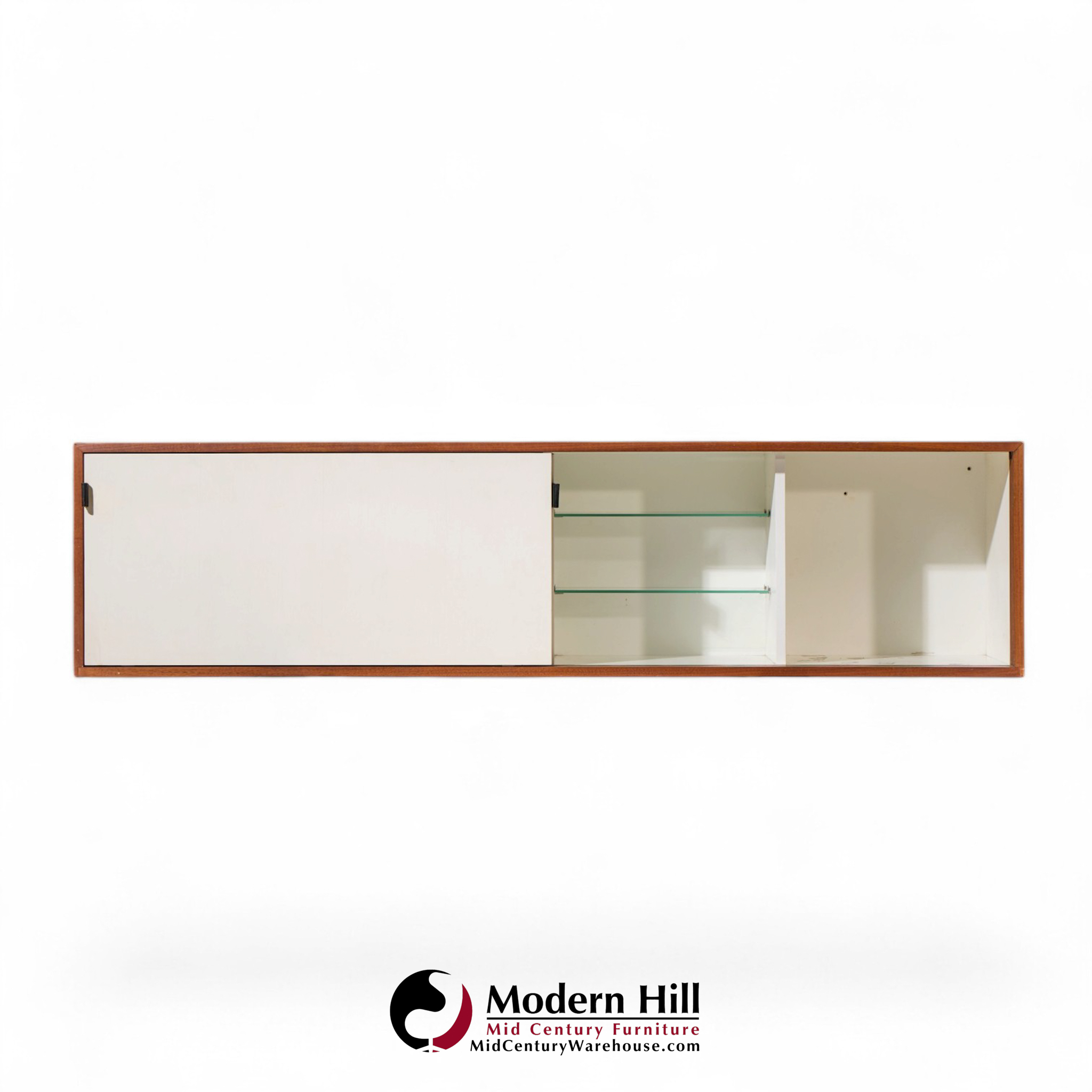 florence knoll 123 w-1 mid century walnut wall mount credenza