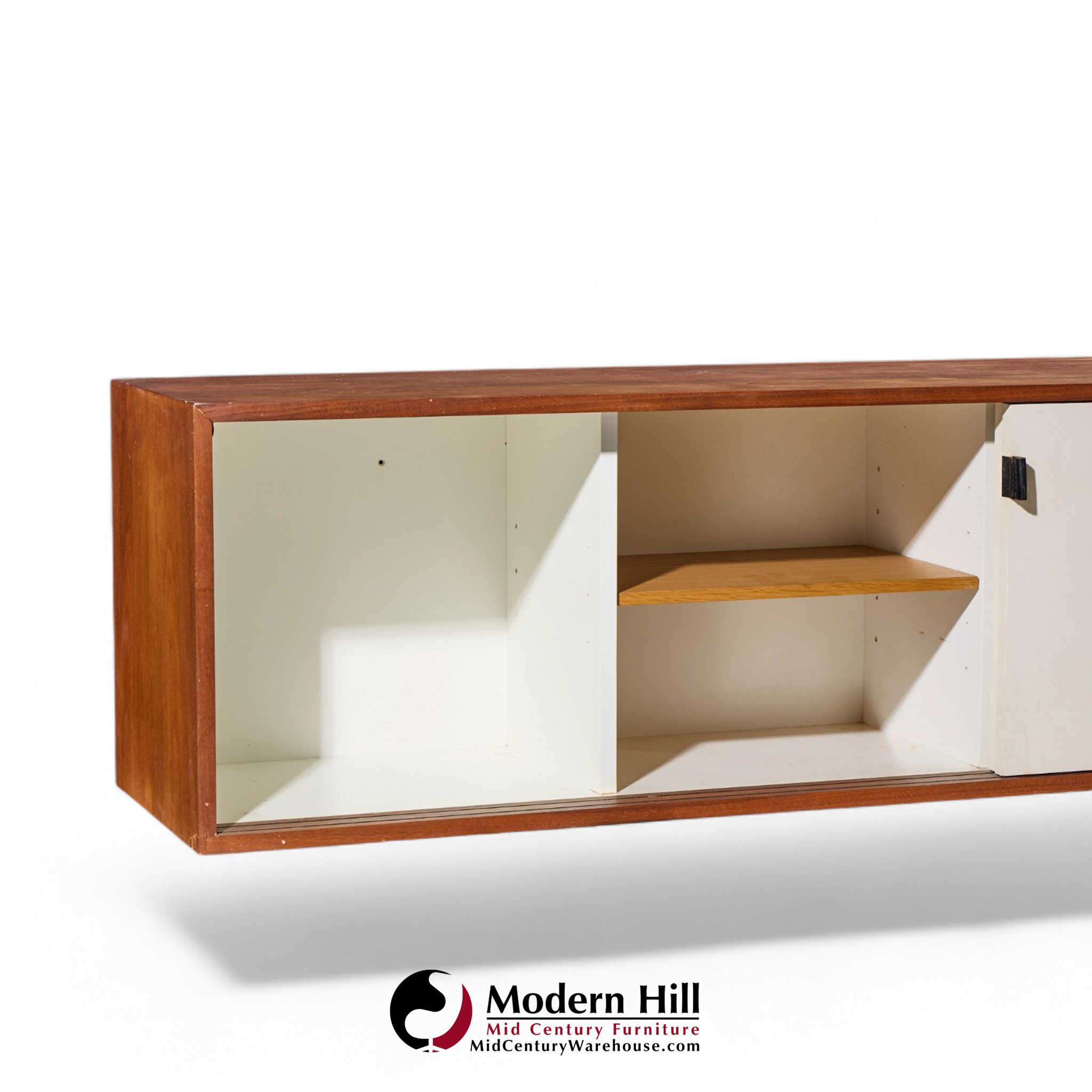 florence knoll 123 w-1 mid century walnut wall mount credenza